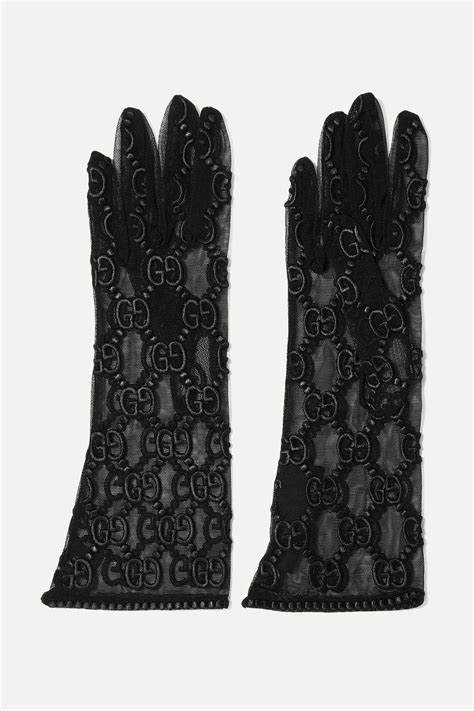 gucci lace gloves black